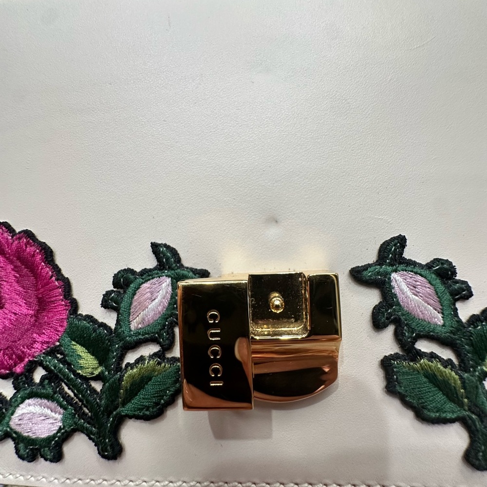 Gucci Sylvie Top Handle Bag Embroidered Leather Mini, EUC - Picture 11 of 16